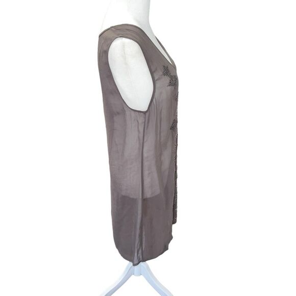 Chan Luu Sheer Beaded Gray Mini Dress XS Fairycore Y2K Whimsy Goth - Picture 6 of 11